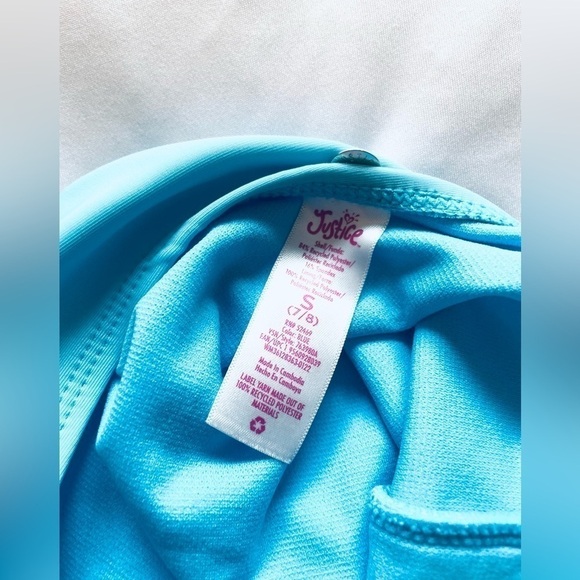 Justice Girls 2 Piece Ruffled Halter Rainbow Strap Tankini Swimsuit Size S 7/8 - Picture 8 of 11